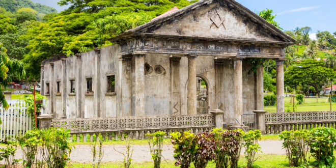 Versammlungshalle der ersten Freimaurerloge 1875 in Levuka (UNESCO) auf Ovalau, Fidschi